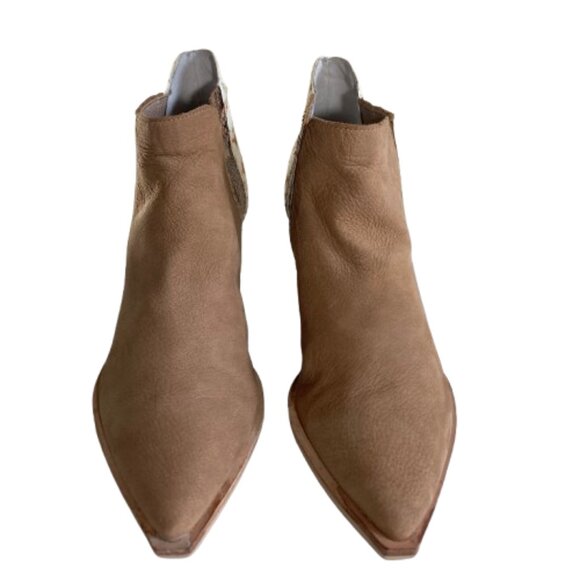 Anthropologie Dolce Vita Ankle Booties Suede Calf Hair Snakeprint Western 9.5 - Picture 2 of 9